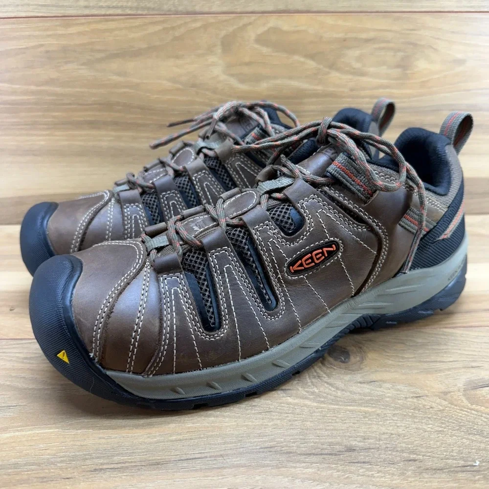 Keen Utility Flint Steel Toe Mens Work Shoes 11 D Brown Leather Oil Slip Resist